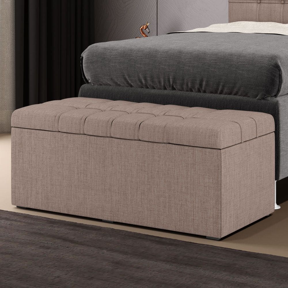 Calçadeira Baú Alpha Para Cama de Solteiro 90cm no Tecido Linho - Conforto e Elegância Aradecor