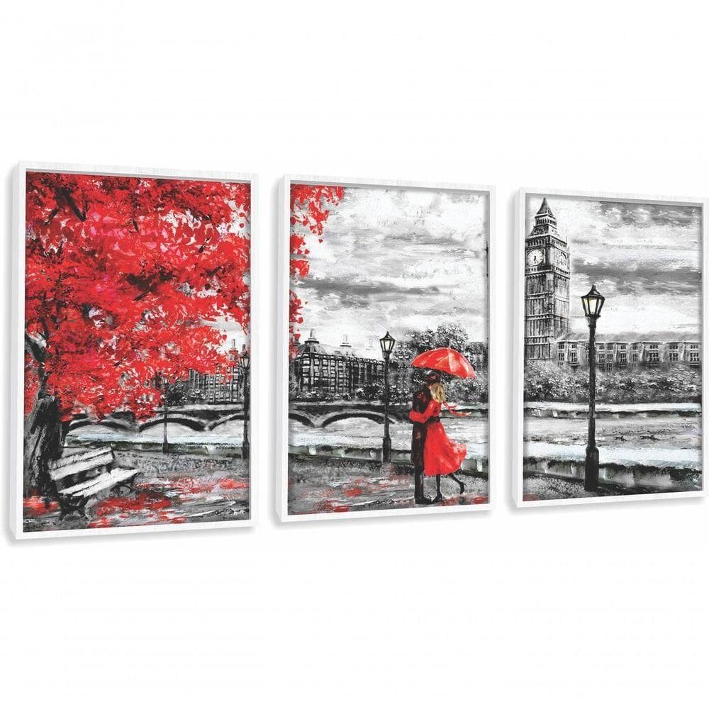 Quadros Decorativos Pintura Casal De Londres Com Moldura Branco