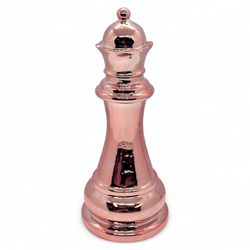 Enfeite Peça de Xadrez em Porcelana Rose Rainha 17 cm