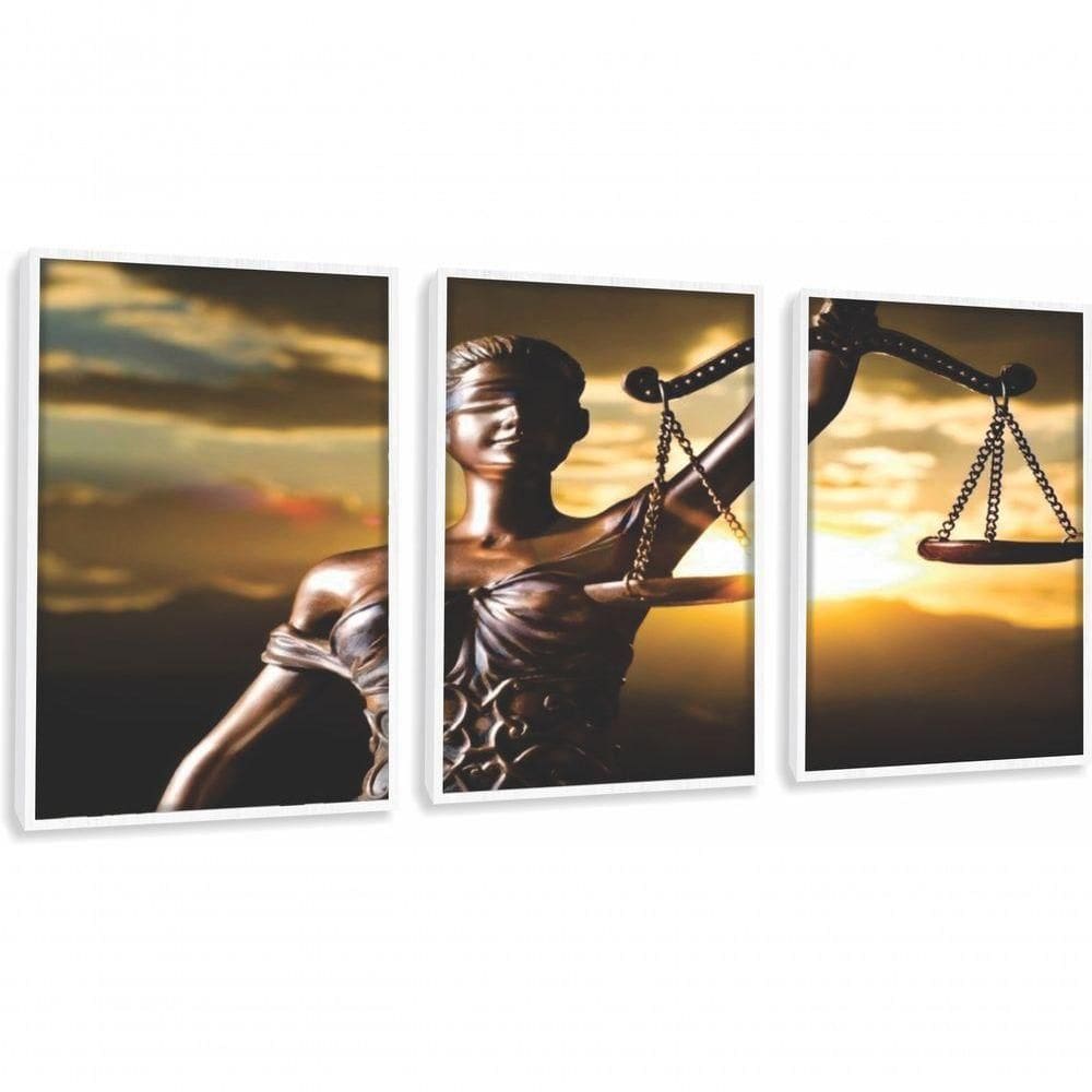 Quadros Decorativos Escritório De Advocacia Direito Deusa Com Moldura Branco