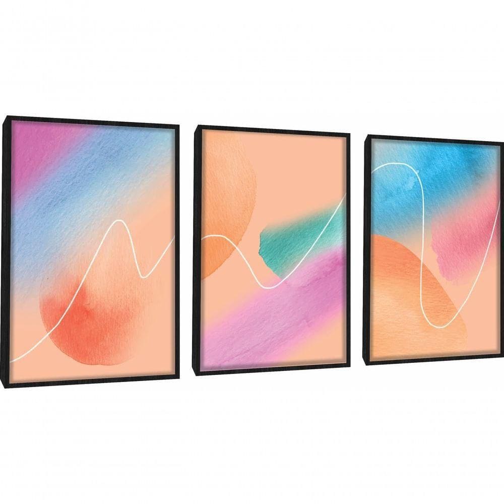 Quadros Decorativos Abstratos Modernos Aura Cosmic Com Moldura Preto