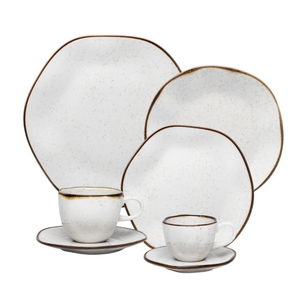 Jogo de Jantar 42 Peças Porcelana Chá Café Maresia Oxford