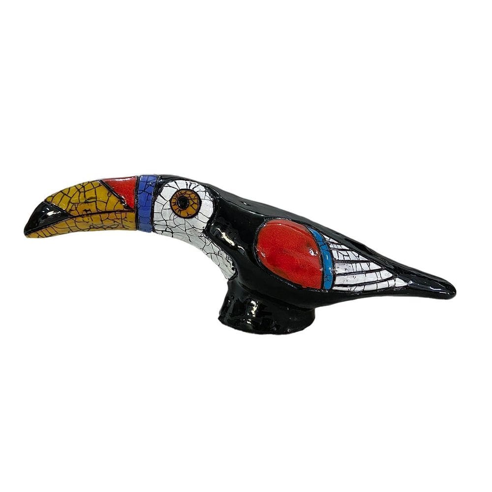 Enfeite Tucano Cerâmica Craquele 10Cm