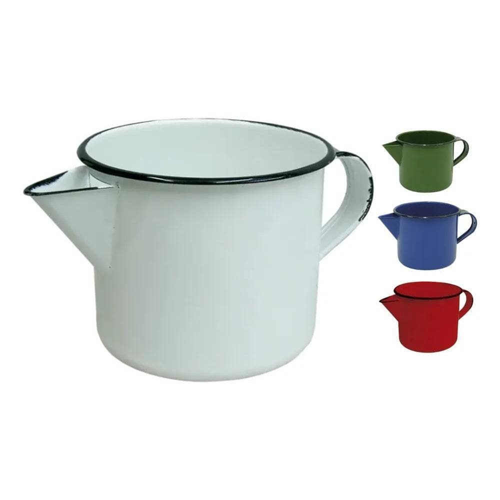 3X Caneca Leiteira Esmaltada 1 Litro Com Bico Para Ferver