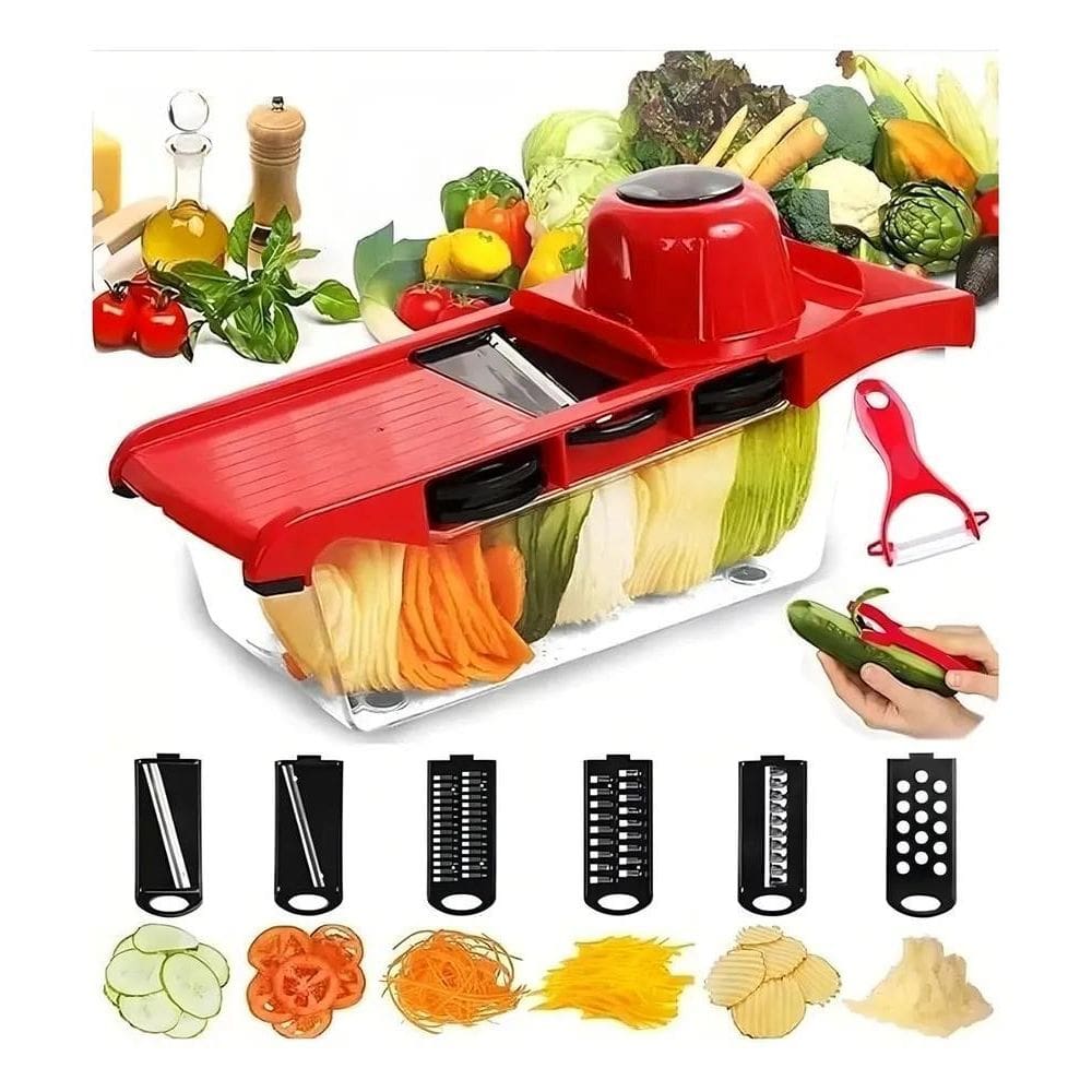 2X 6 Em 1 Mandoline Slicer Nicer E Fatiador Cortador De Legu