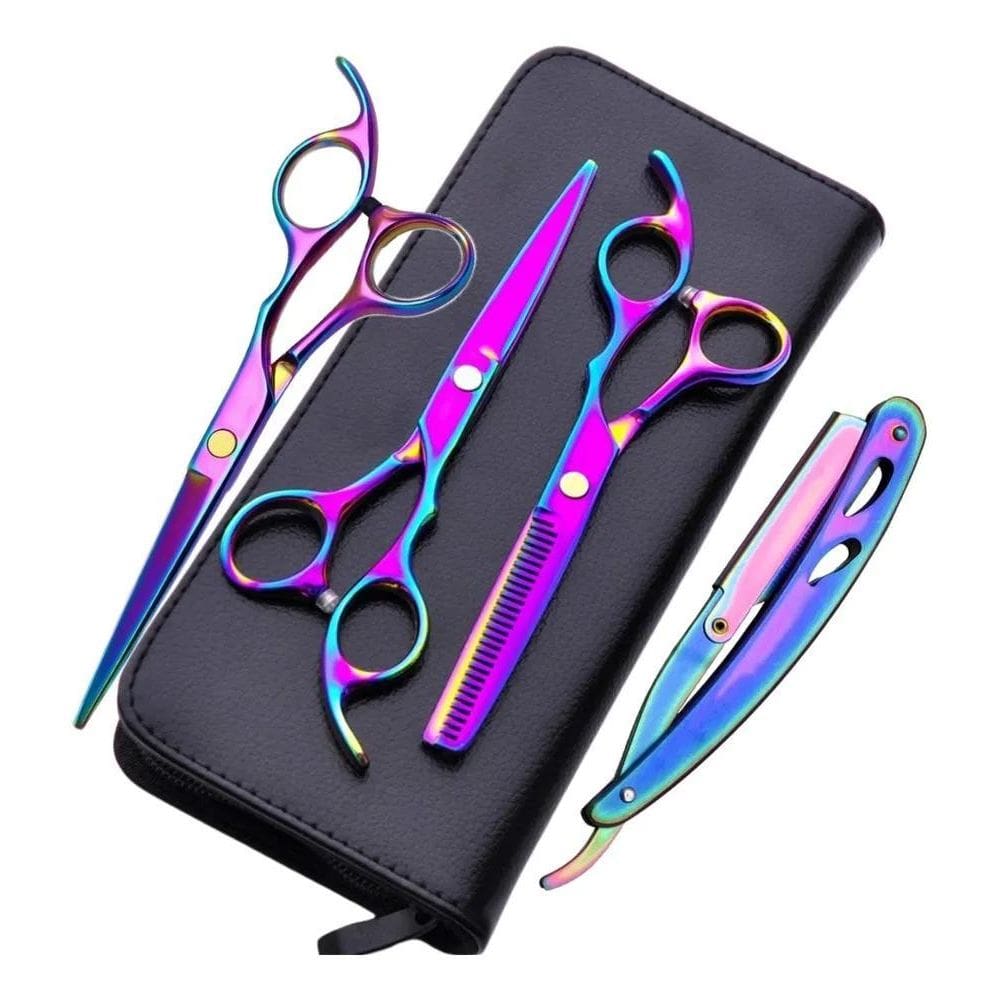 2X Kit Tesoura Fio Laser E Fio Navalha Desbaste