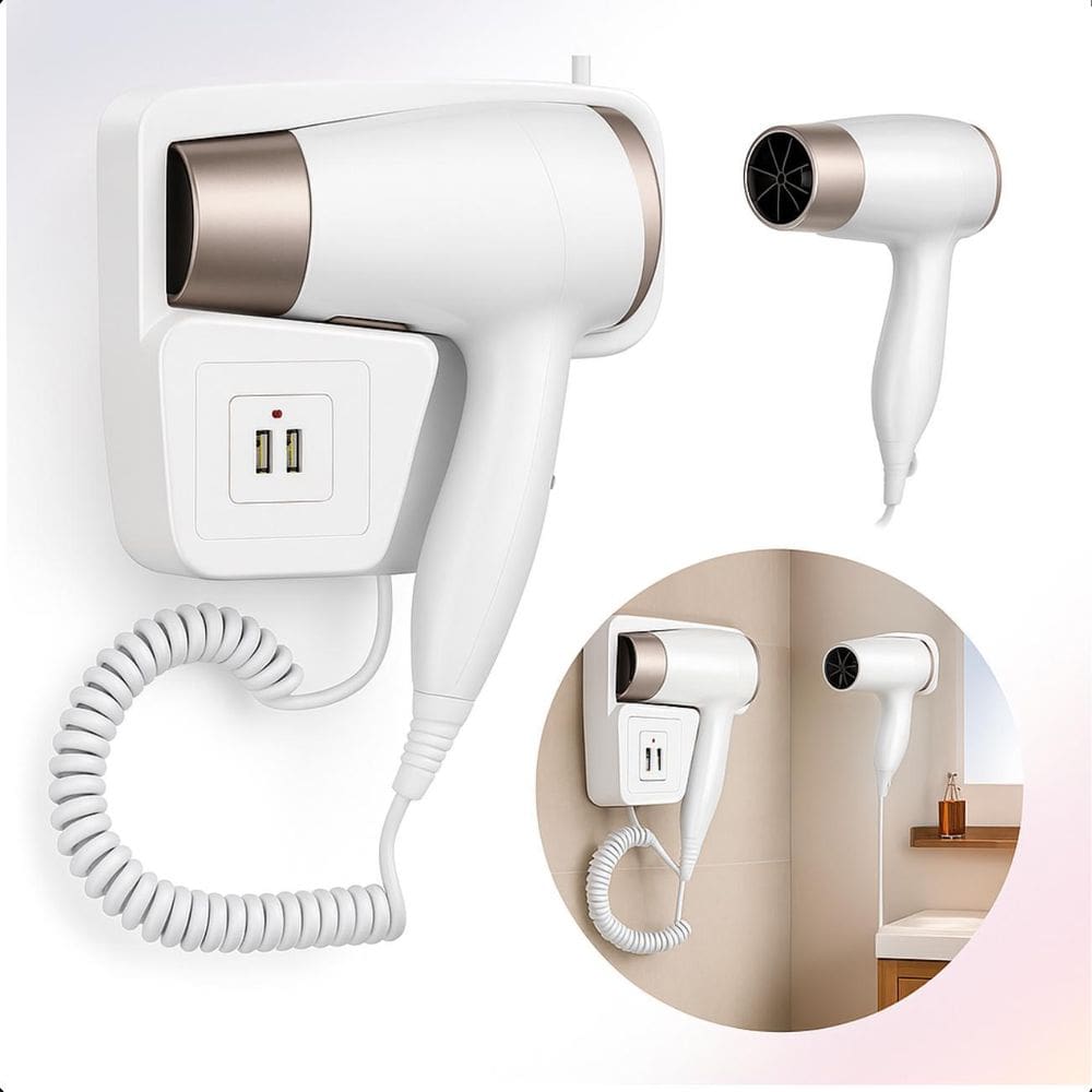 Secador De Parede Branco Tipo Hotel Compacto Usb 220V