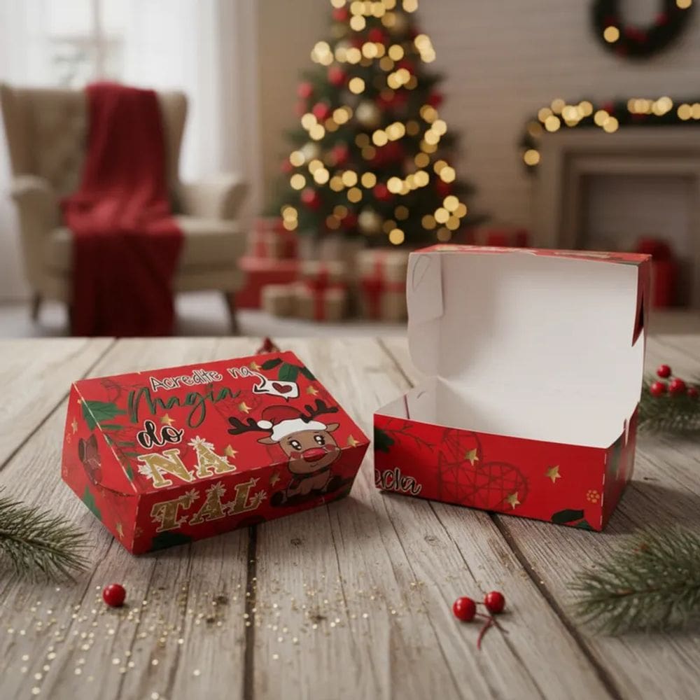 Kit 50 Caixinhas Natalinas Docinhos para Bombons Decorativa de Natal Festas de Fim de Ano Mimo