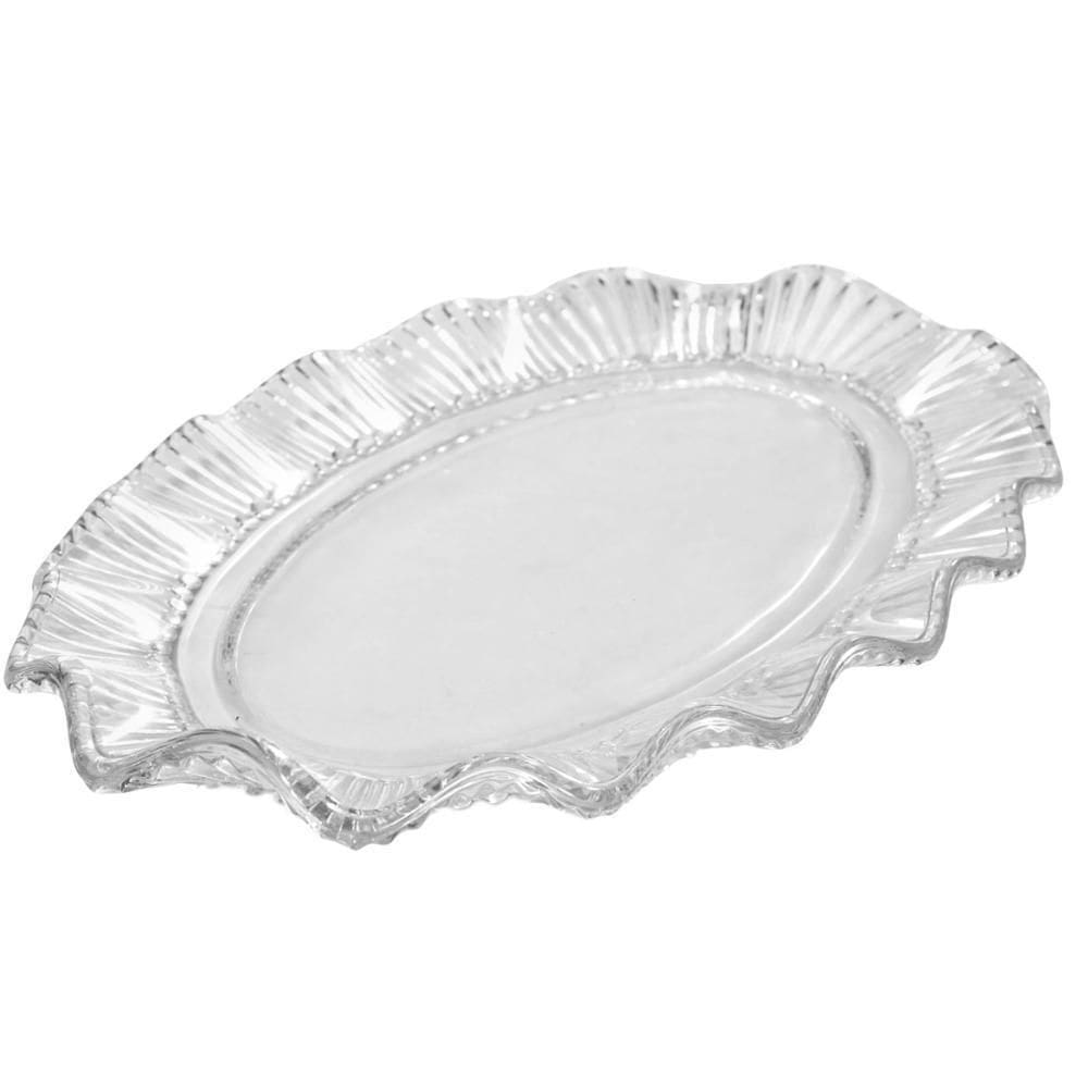 Prato Linx Oval Vidro 25,4X16,6Cm Elegância Para Sua Mesa