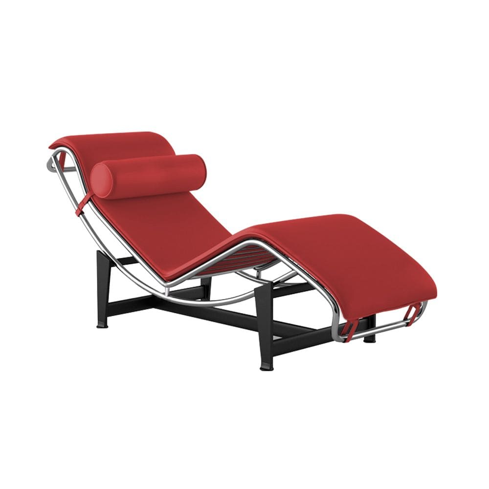 Chaise Lc-4 Cromada em Sintético Vermelho