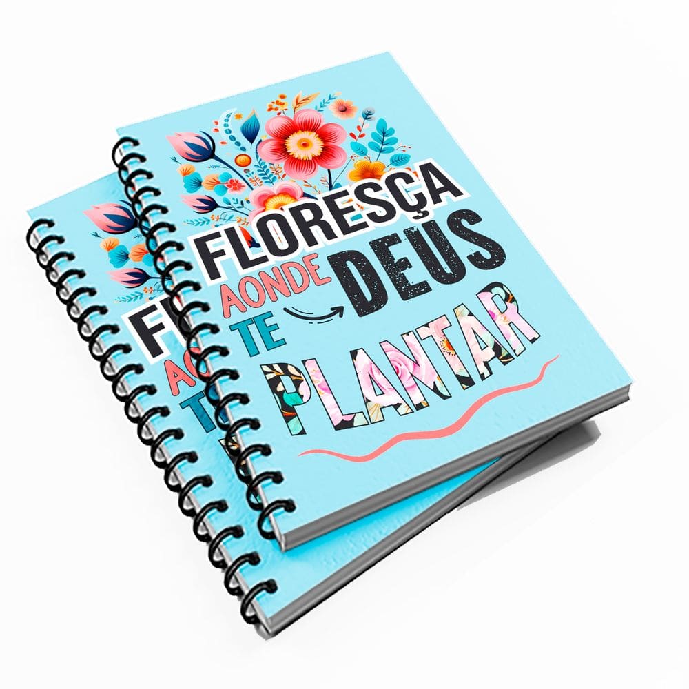 10 Cadernetas Motivacional 48 fls Floreça Onde Deus Plantar