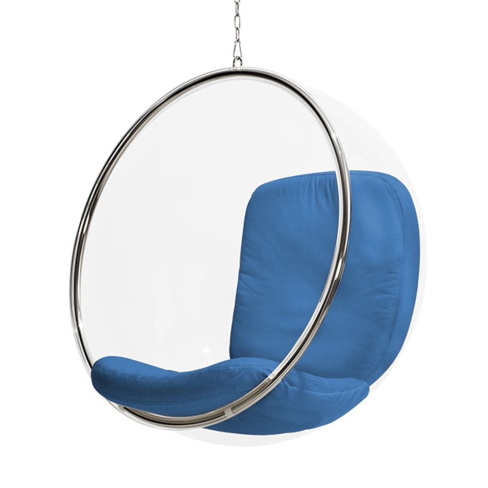 Poltrona Bubble Chair Acrilico com Estofado Sued - Azul