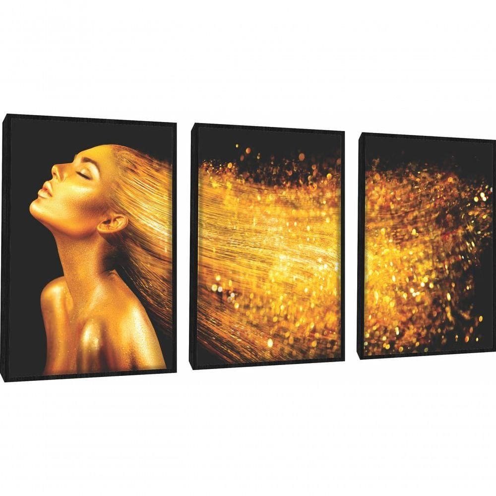 Quadro Decorativo Mulher Cabelo Gold Com Moldura Preto