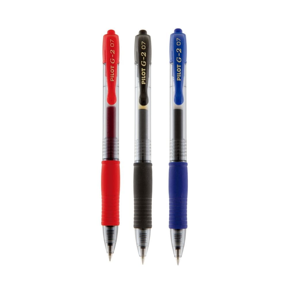 Kit 3 Caneta Gel 0.7mm Az,Pt,Vm G-2 Retrátil C/ Grip - Pilot Tecnologia Japonesa Roller Ball Pen