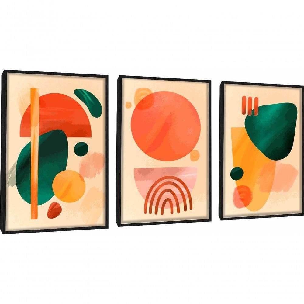 Quadro Decorativo Pintura Abstrata Moderna Com Moldura Preto