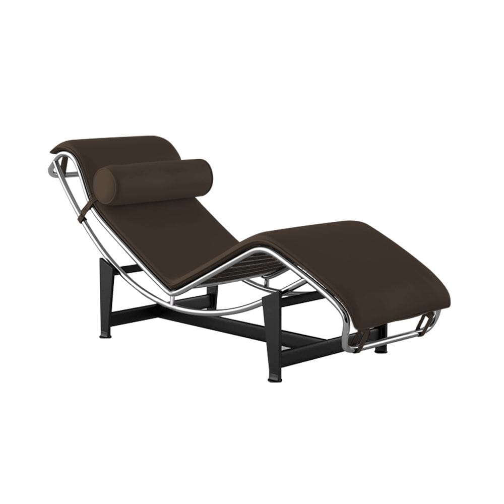 Chaise Lc-4 Cromada em Sued Marrom
