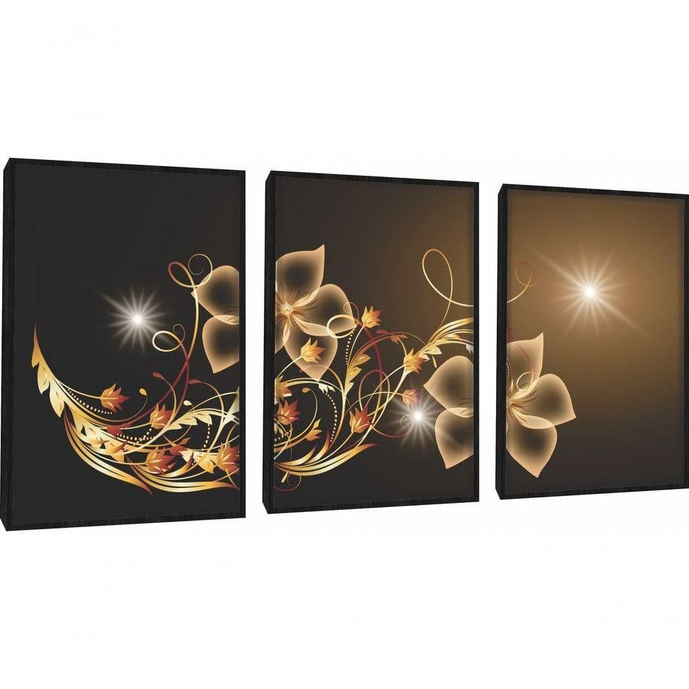 Quadro Decorativo Flor Digital Com Moldura Preto