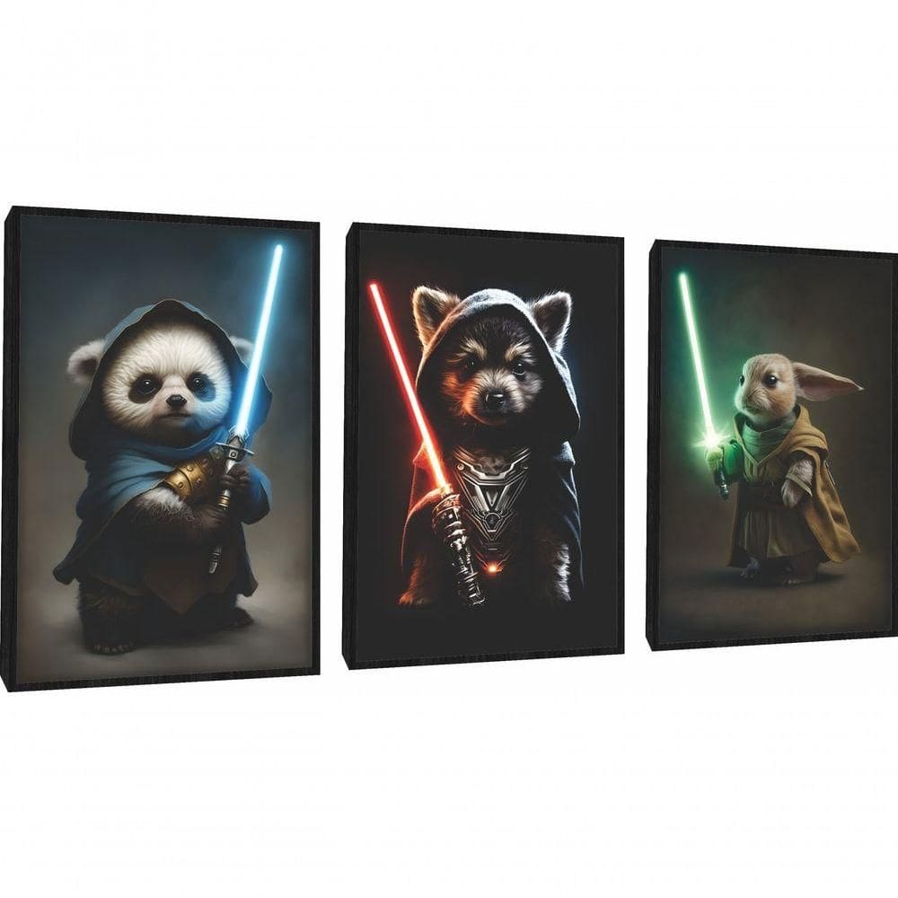 Quadro Decorativo Super Pets Stars Com Moldura Preto