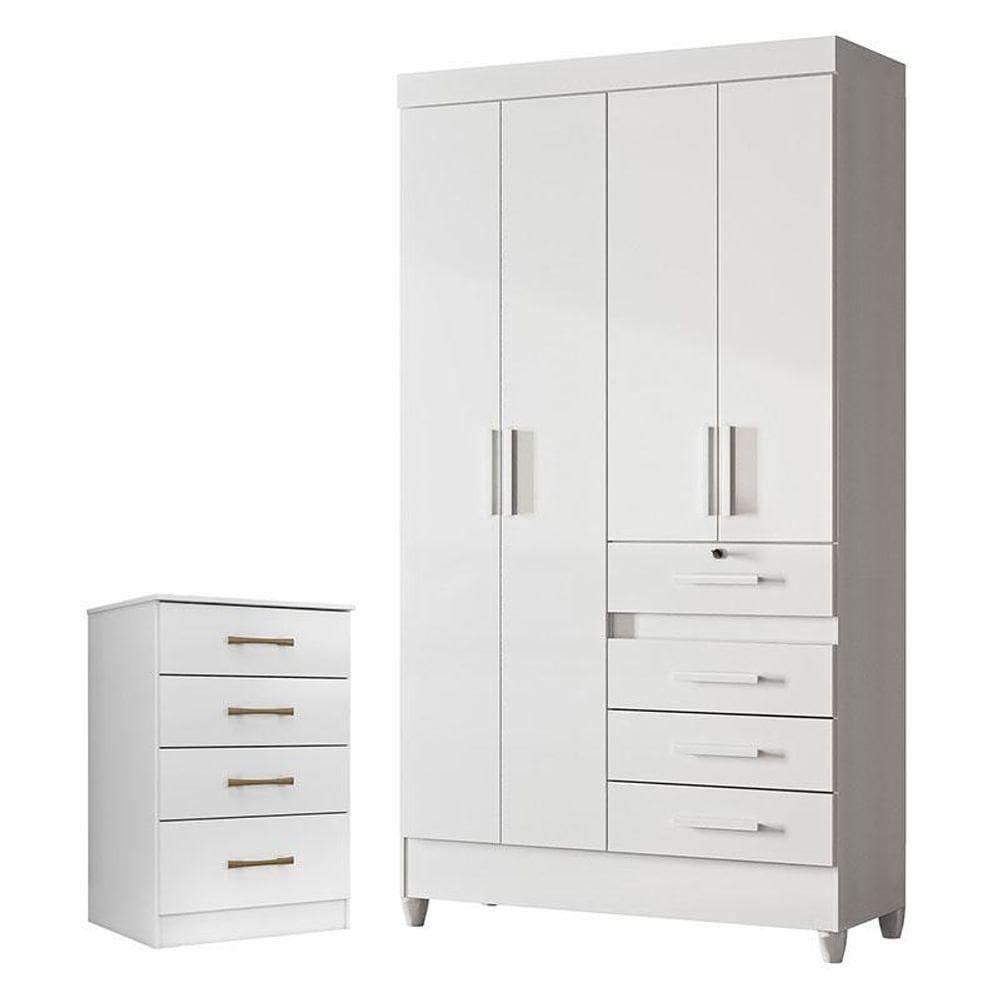 Guarda Roupa Infantil Sobral E Cômoda Ms913 Branco Brilho - Moval
