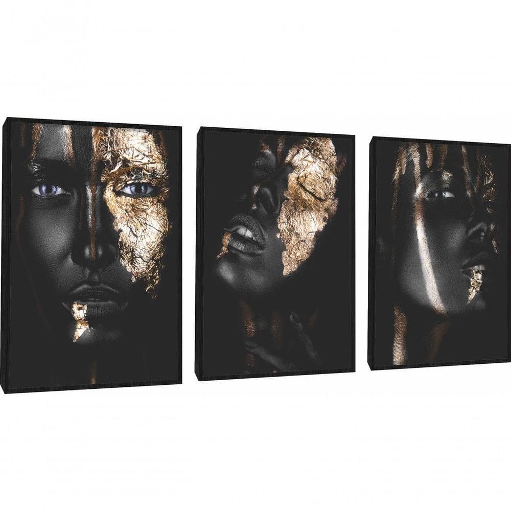 Quadro Decorativo Mulher Negra Maquiagem Com Moldura Preto