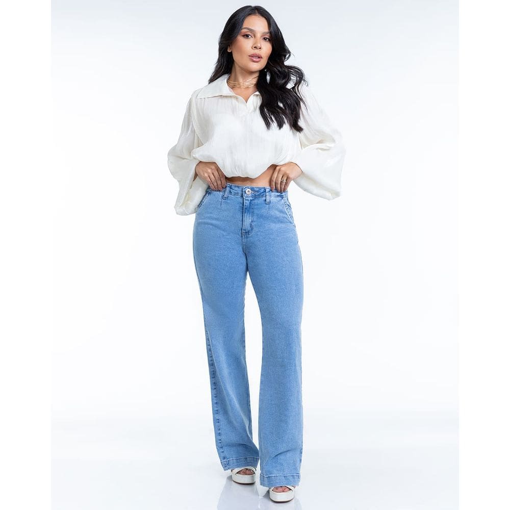 Calça Jeans Feminina Wide Leg Petit - 31478