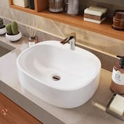 Cuba de Apoio para Banheiro 37x33cm Jaspe Sintético Branca Moderna Lavabo