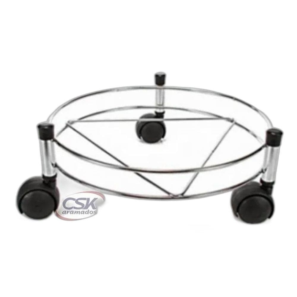 2X Suporte Para Botijão De Gás Com Rodinhas Cromado Csk 8530