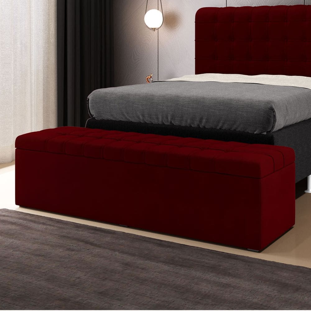 Calçadeira Baú Alpha Para Cama de Casal 140cm no Tecido Veludo - Conforto e Elegância Aradecor