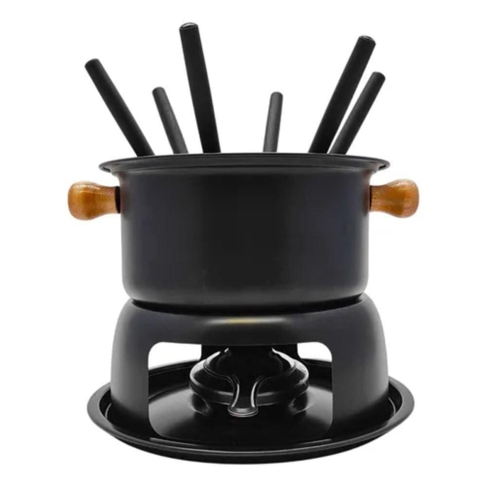 Conjunto De Fondue 6 Pessoas Com Garfos 11 Peças - Preta