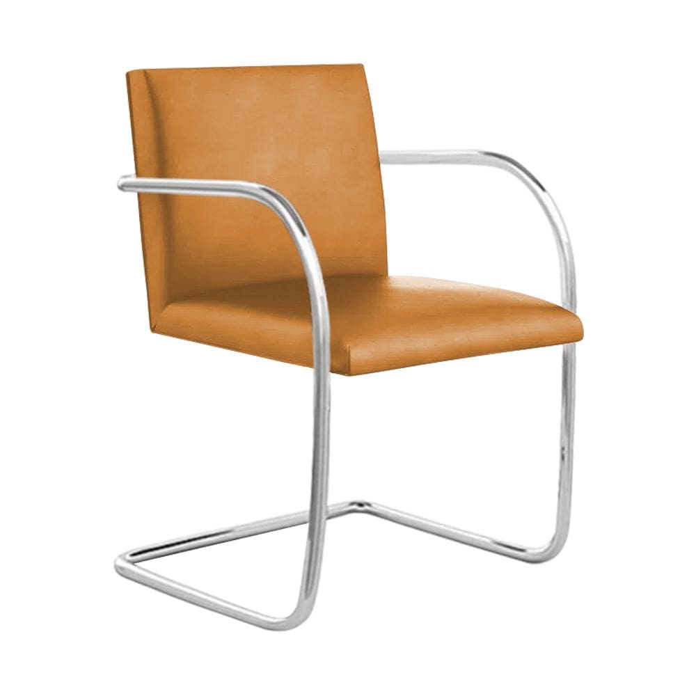 Cadeira Brno para Escritório Couro Sintético Caramelo Tubular Cromada