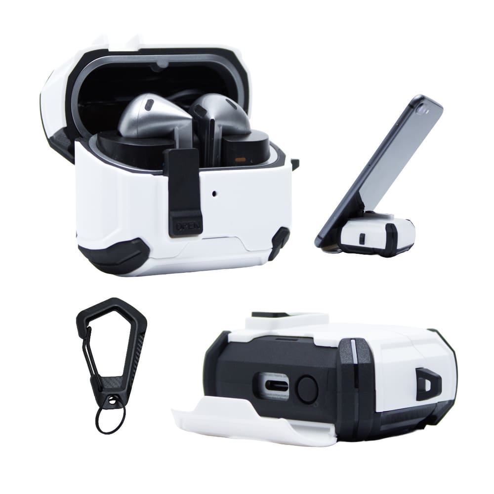 Capa Protetora Airtrek Nerdcase Compatível com Galaxy Buds 3, Buds Pro 3, Buds 3 FE, Preto e Branco