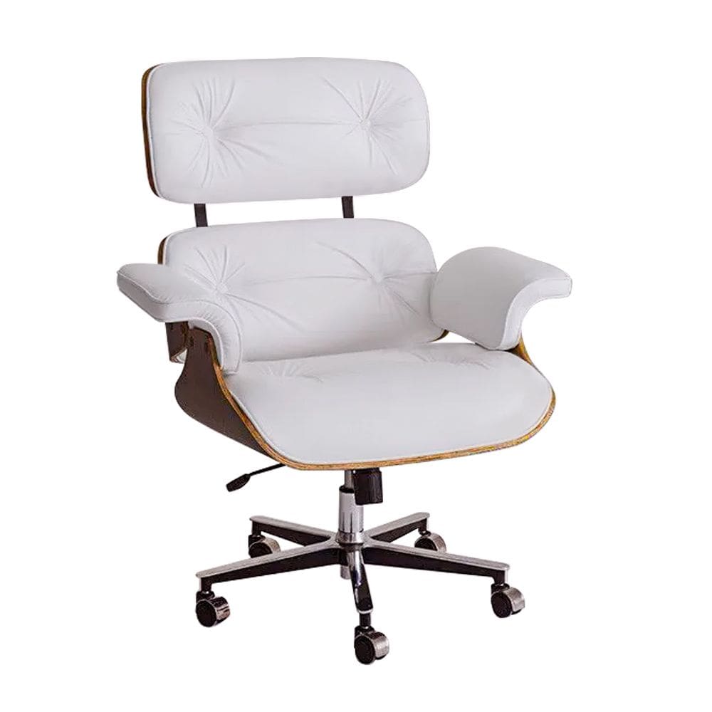 Poltrona Charles Eames Office Exec Couro Sintético Branco