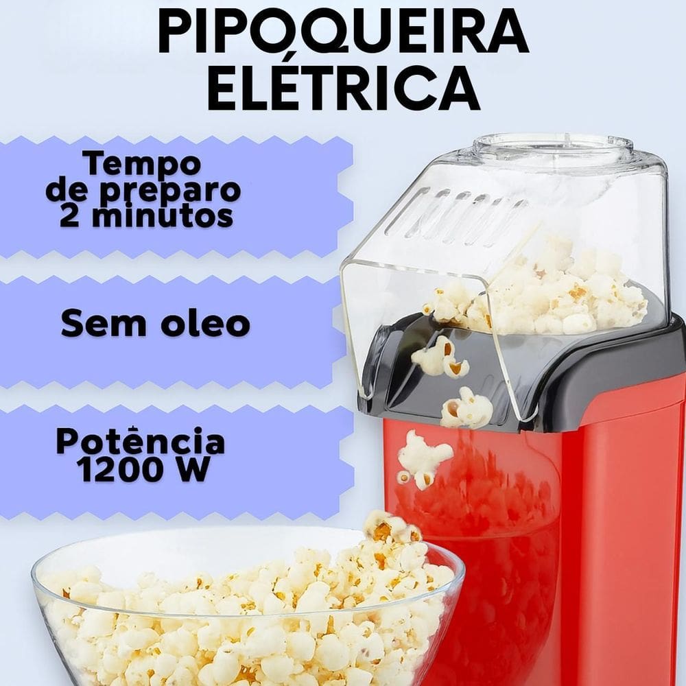 Pipoqueira Elétrica 110V, Compacta E Sem Óleo Para Pipocas