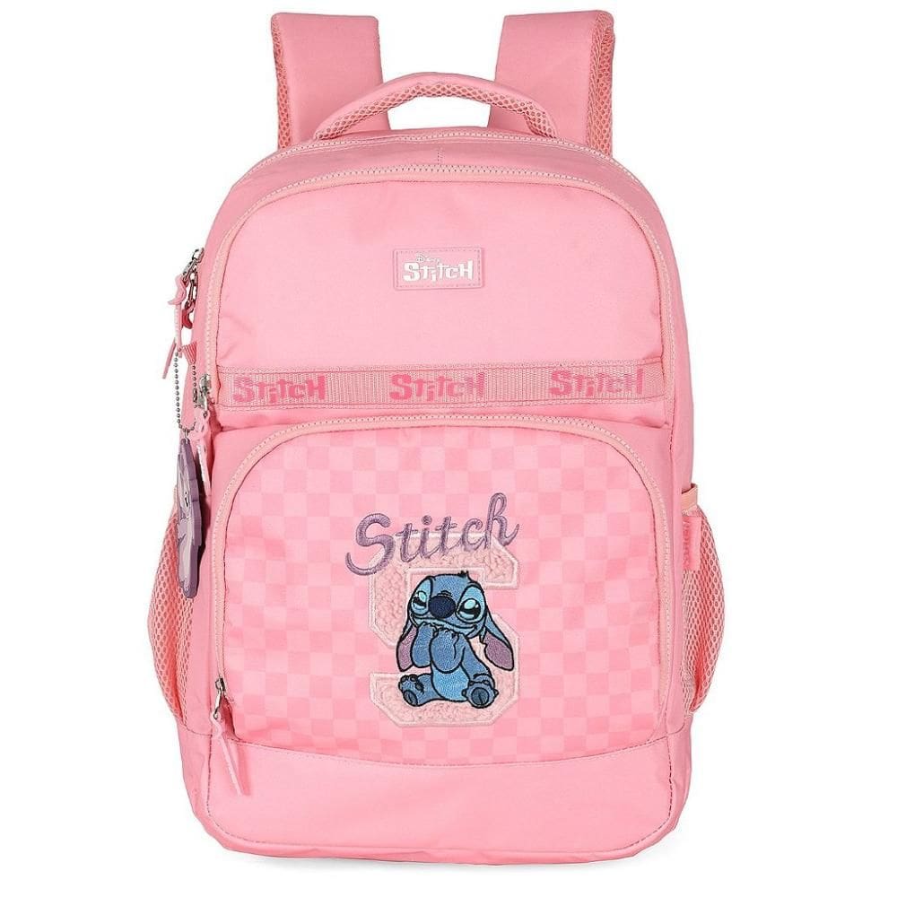 Mochila de Costas Luxcel Stitch Quadriculado Rosa