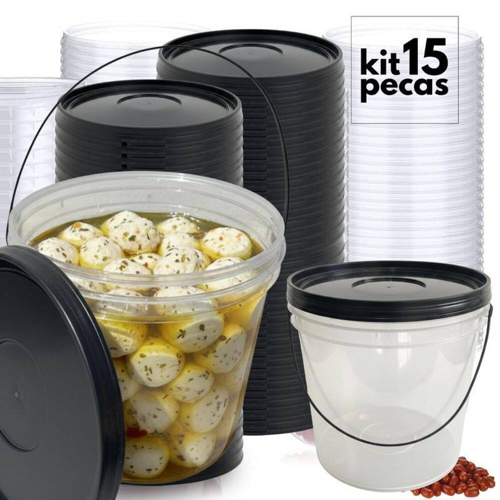 Balde Para Armazenar Peixe 3.2L Transparente - 15 Pçs