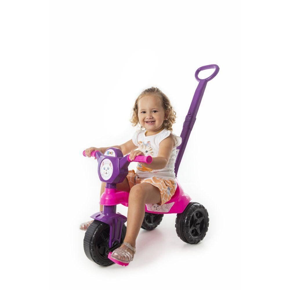 Carrinho De Passeio-pedal Infantil Kemotoca Gatinha Com Haste