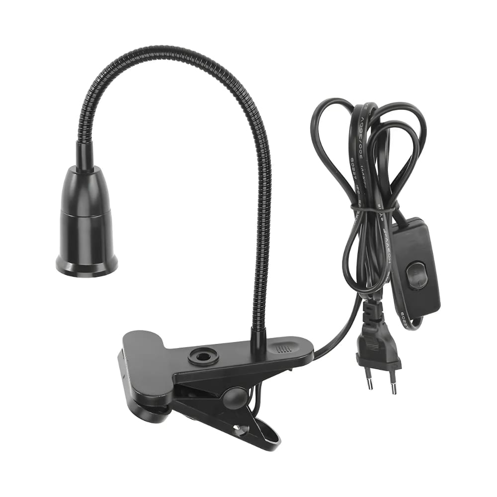 Luminaria Preta De Mesa Com Presilha E27 Fio Com Interruptor