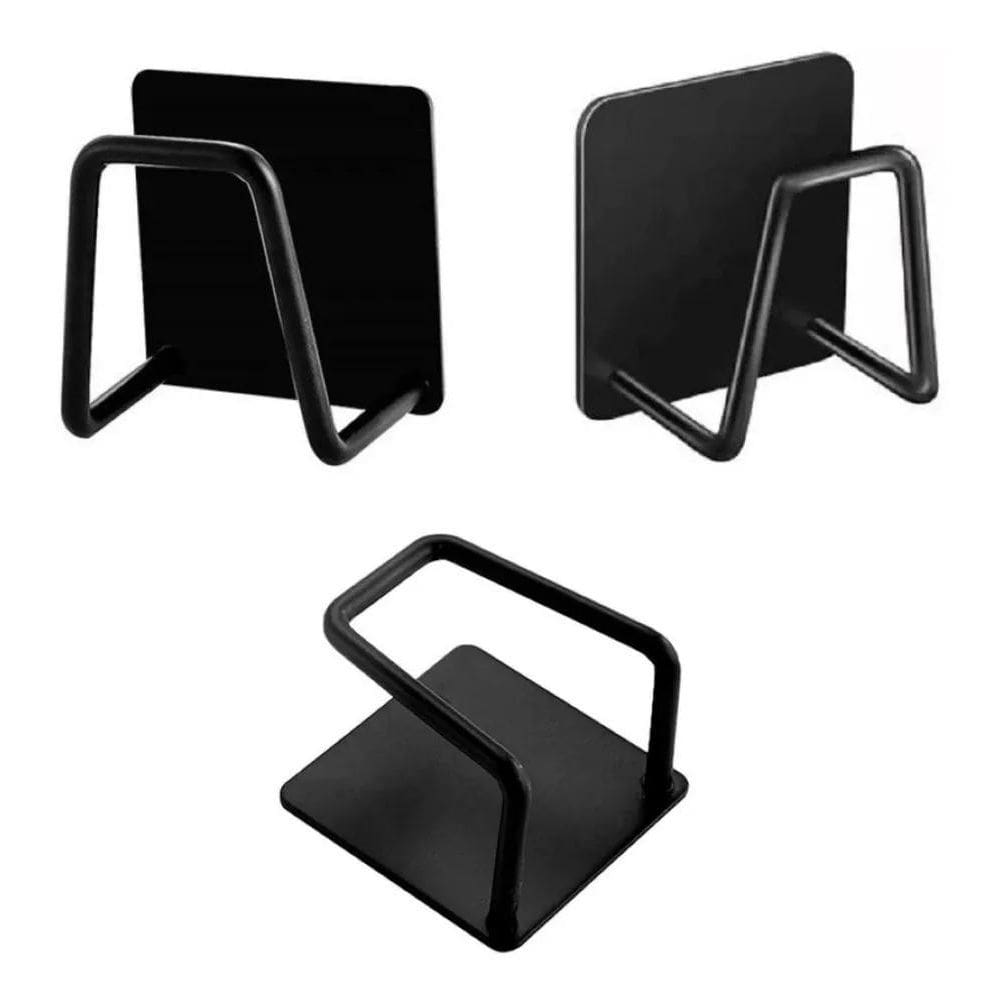 Suporte De Esponja Bucha Preto Gancho Pia Inox Louça Cozinha