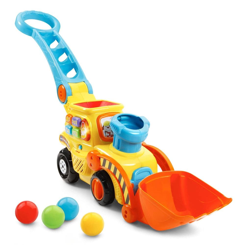 Escavadeira Toy VTech Pop-a-Balls Push & Pop com música, amarela