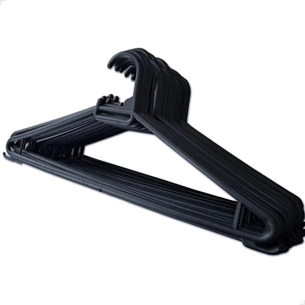 2X Kit 30 Cabides Adulto Organizador Resistente Preto