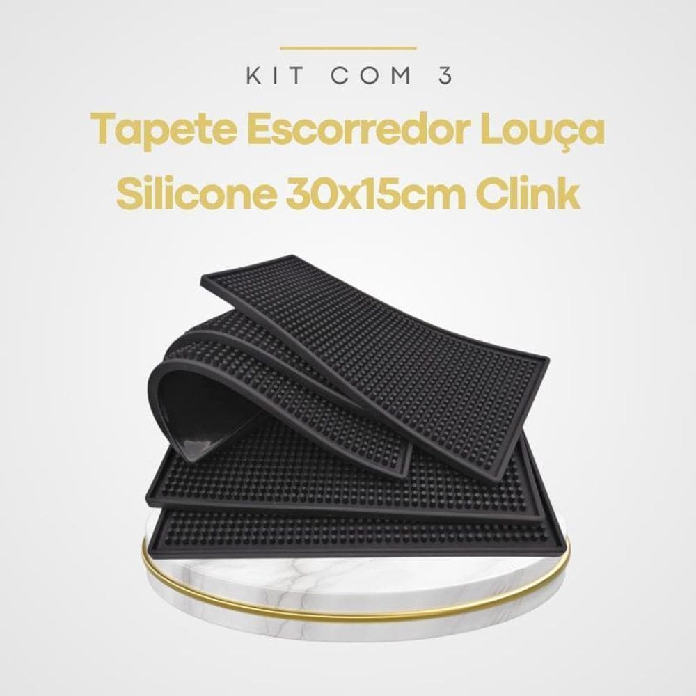 Kit 3 Tapete Escorredor Louça Silicone 30X15Cm Clink