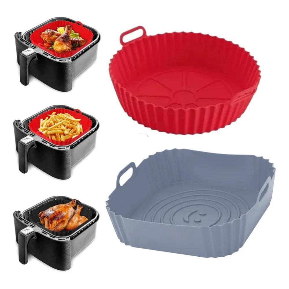 02 Formas De Silicone Quadrada E Redonda Assadeira Air Fryer