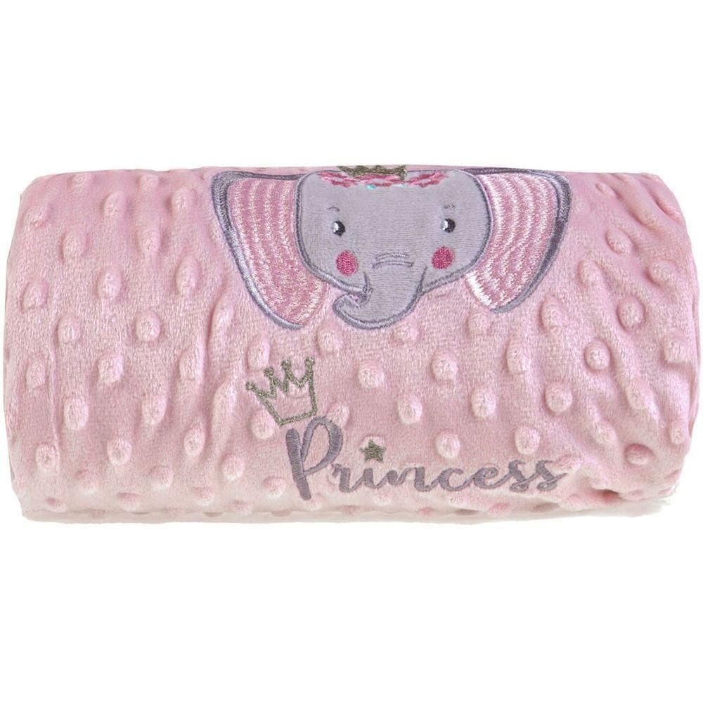 Manta Bebê Bene Casa Dots New 100x70cm Com Bordado Peach Elefantinho