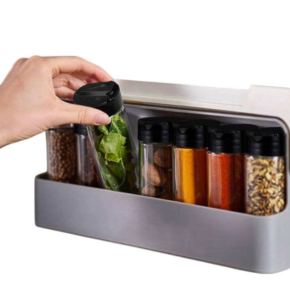 Conjunto Porta Condimentos Preto Suporte Autoadesivo 6