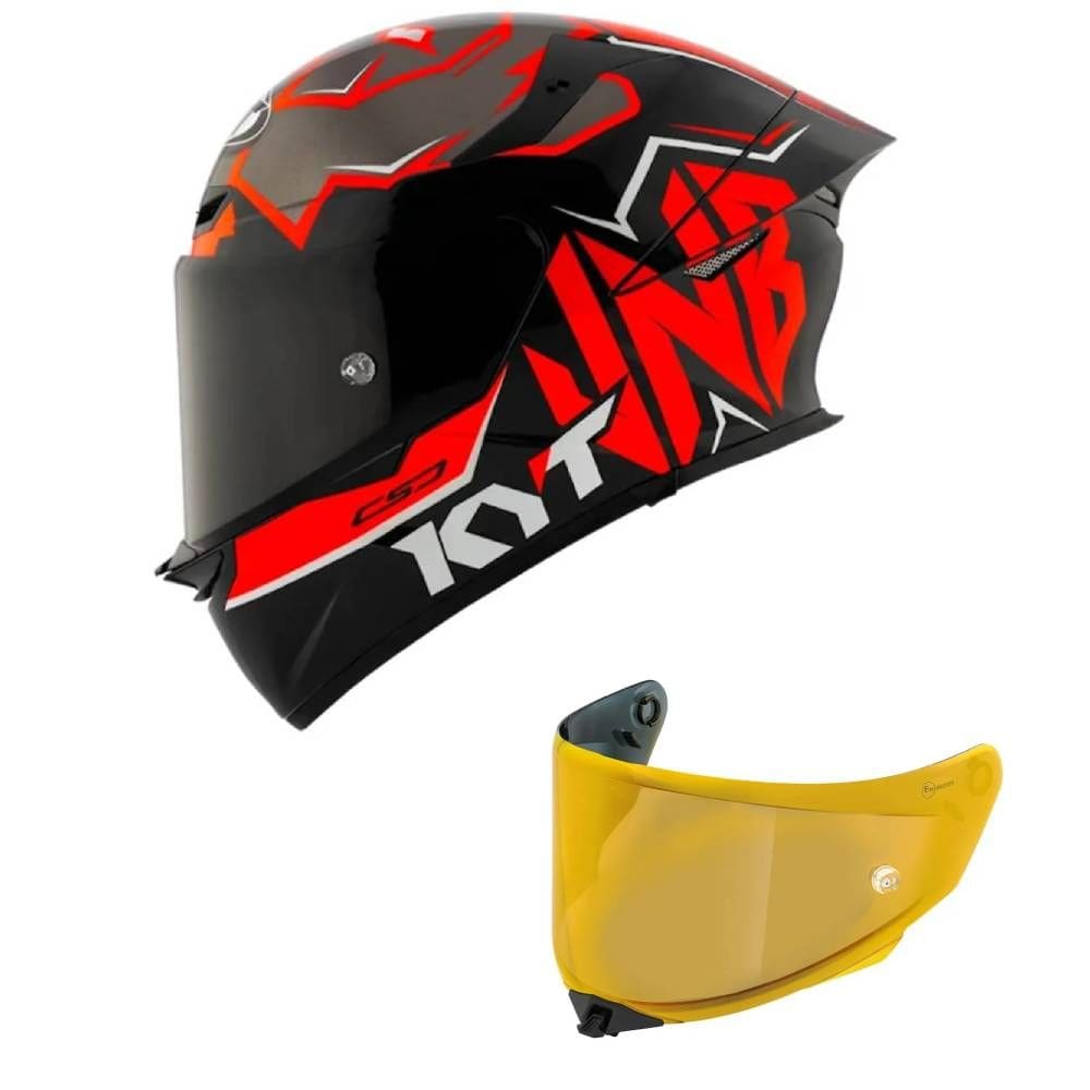 Capacete KYT TT Revo Nicolo Bulega 2022 Preto e Vermelho Mais Viseira Dourada