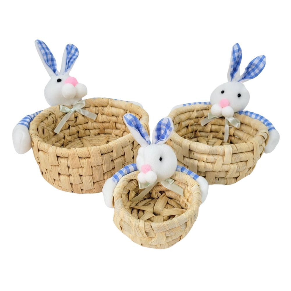 Kit Cesto Com Coelho Da Pascoa Aperitivo Mesa Posta Azul