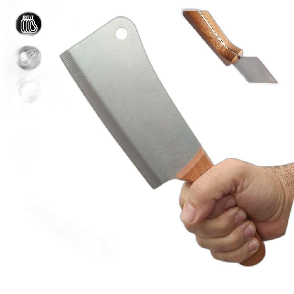 Cutelo Cabo Madeira Faca Inox Churrasco Açougue