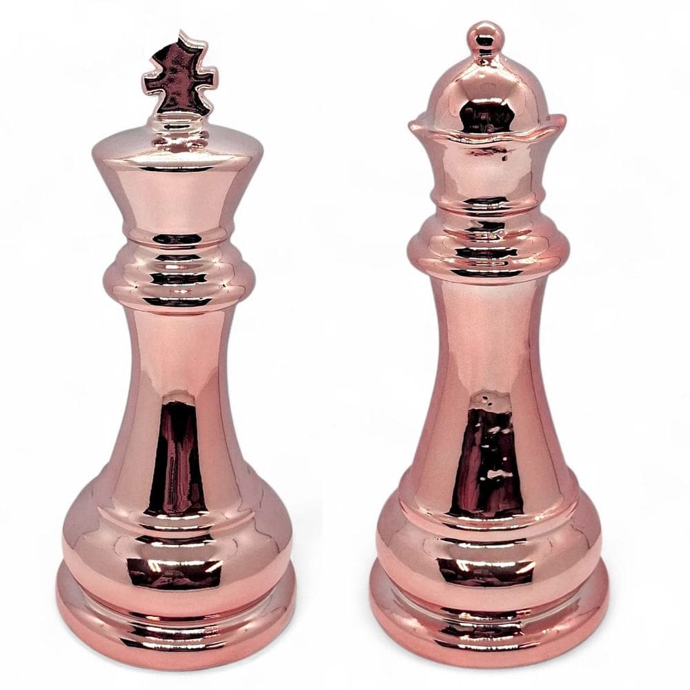 Kit Peças de Xadrez Casal Rei e Rainha Porcelana Rose 17 cm