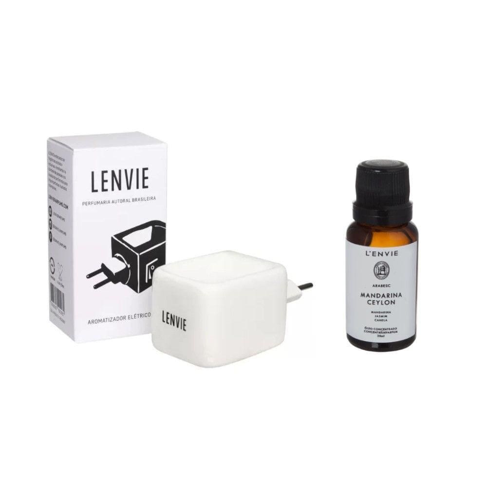 Difusor Elétrico De Cerâmica + óleo Concentrado Mandarina Ceylon 20ml Lenvie
