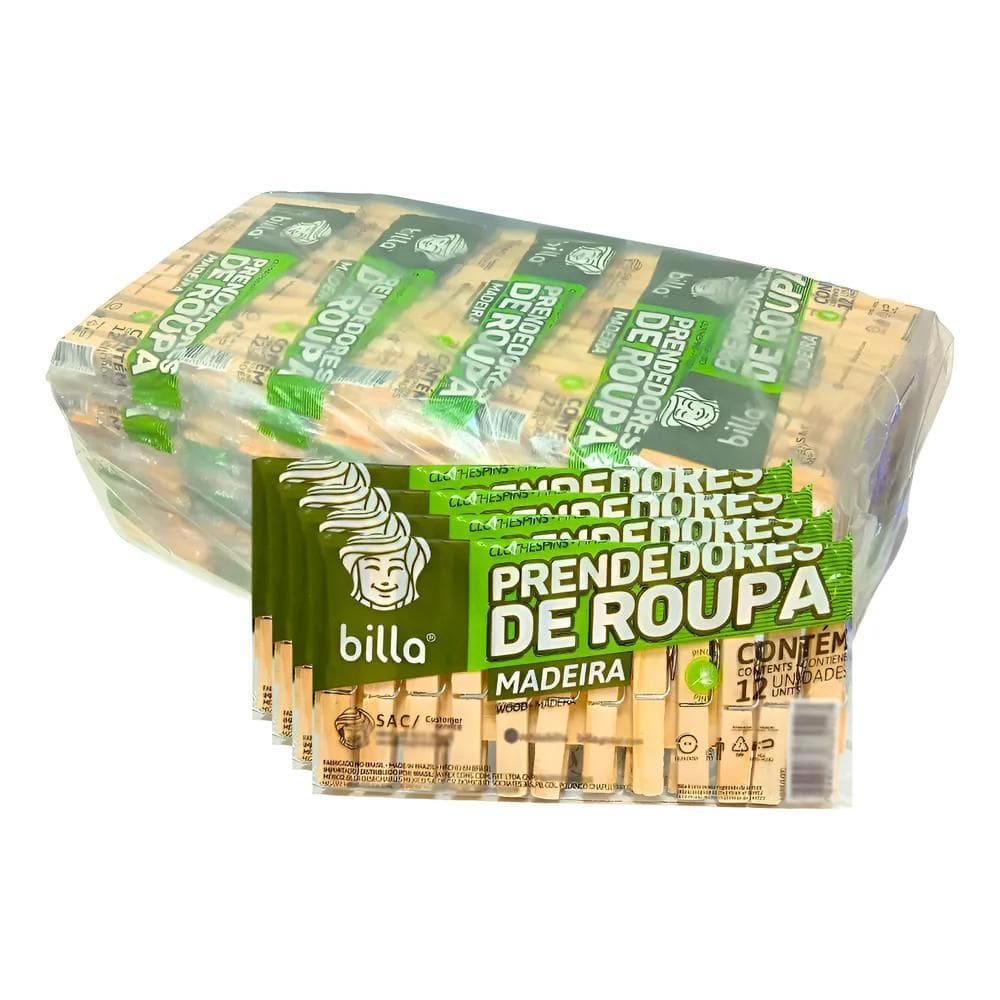 2X Kit 120 Prendedores De Roupa Madeira Resistente 10 Dúz Fu